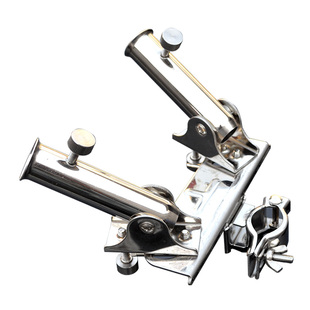 钓椅炮台架座不锈钢万向通用加厚插片式万向双炮台架连球钓椅配件