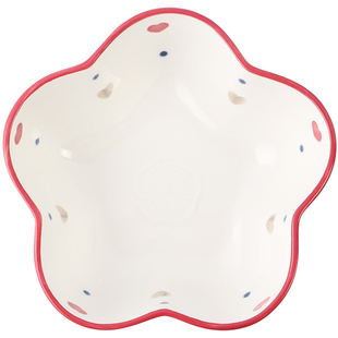 蓝莲花家居创意可爱ins花形碗陶瓷家用花边碗甜品碗沙拉碗大汤碗