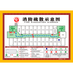 酒旅店消防疏散示意设计制作安全应紧急养老院民宿餐厅火灾逃生图