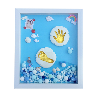 宝宝手足印泥手脚印婴儿新生儿印泥防水漆珠光金漆银粉刷子金银泥