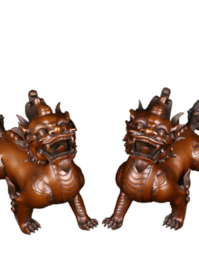 紫铜独角瑞兽家居客厅貔貅摆件