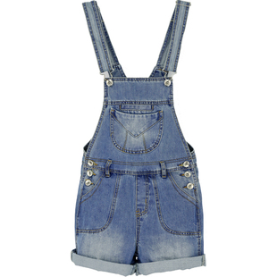 2025年夏季新款韩版宽松百搭牛仔背带裤女短裤显瘦大码学生吊带裤