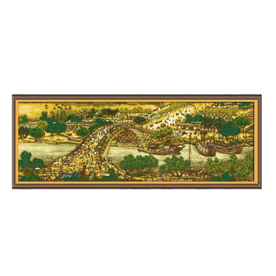 纯手工十字绣成品清明上河图挂画