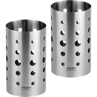 【域堡】304不锈钢筷子筒圆孔筷子笼厨具置物架餐具筒OS-6372