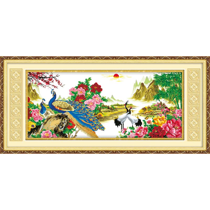 花开富贵客厅大幅十字绣
