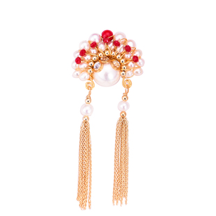 筱米s925纯银包金天然淡水珍珠高档女耳饰刀马旦脸谱长款耳坠饰品