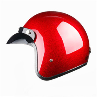 3/4半盔复古头盔男个性电动车机车半覆式安全帽女四季闪光Helmet