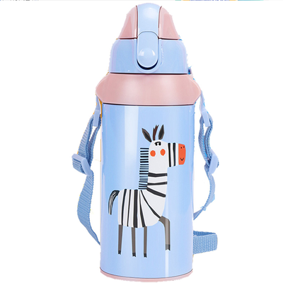 人气爆款face正品304不锈钢儿童卡通550ml保温杯 背带杯套便携