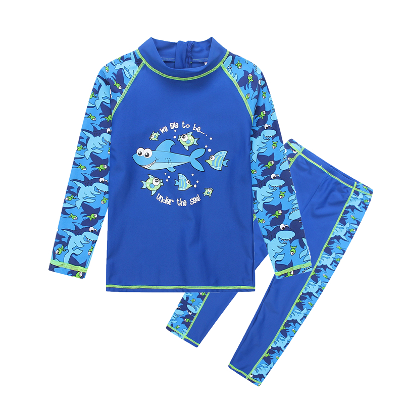 亞纓新品 兒童男童分體防曬泳衣 長(zhǎng)袖防紫外線沙灘溫泉泳衣沖浪服