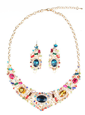 欧美大牌奢华水晶宝石女短锁骨