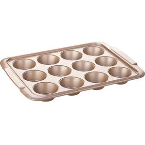 捷克tescoma 黄金12连麦芬蛋糕烤盘 金色不粘烤盘 马芬烘焙模具