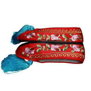 戏曲花旦平底彩鞋京越剧小姐青衣花旦古代影视新娘绣花鞋女款新款