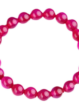 包邮饰品珠手链天然玫红色玛瑙