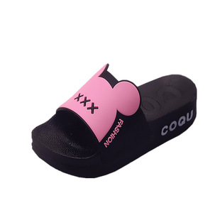 高跟时尚大方松糕厚底拖鞋女夏简单外穿泡沫海绵底托鞋扦坡跟女土