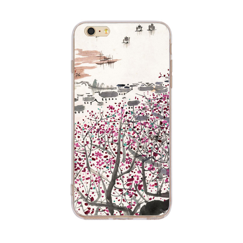 吴冠中适用iPhoneX苹果7/8plus手机壳11/12pro中国风梅花华为p40p
