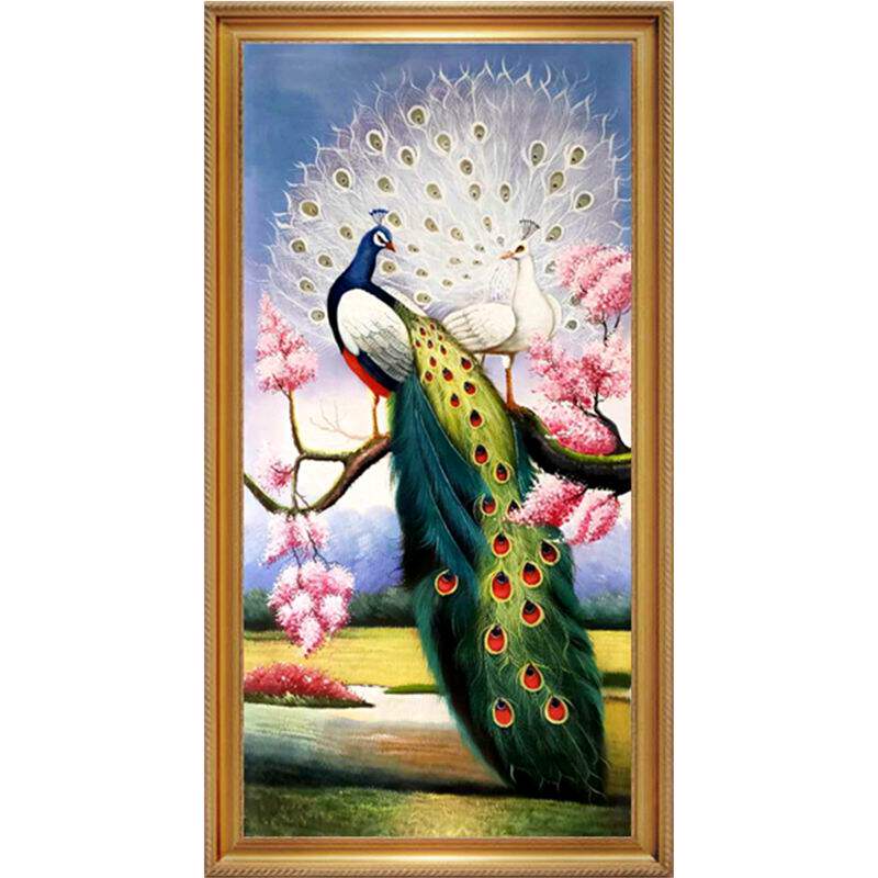 入门招财孔雀走廊新中式风装饰画