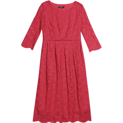 欧美外贸大码女装蕾丝遮肚连衣裙