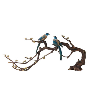 铜师傅 全铜摆件 喜上枝头喜鹊新中式 家居工艺品装饰品 客厅摆件