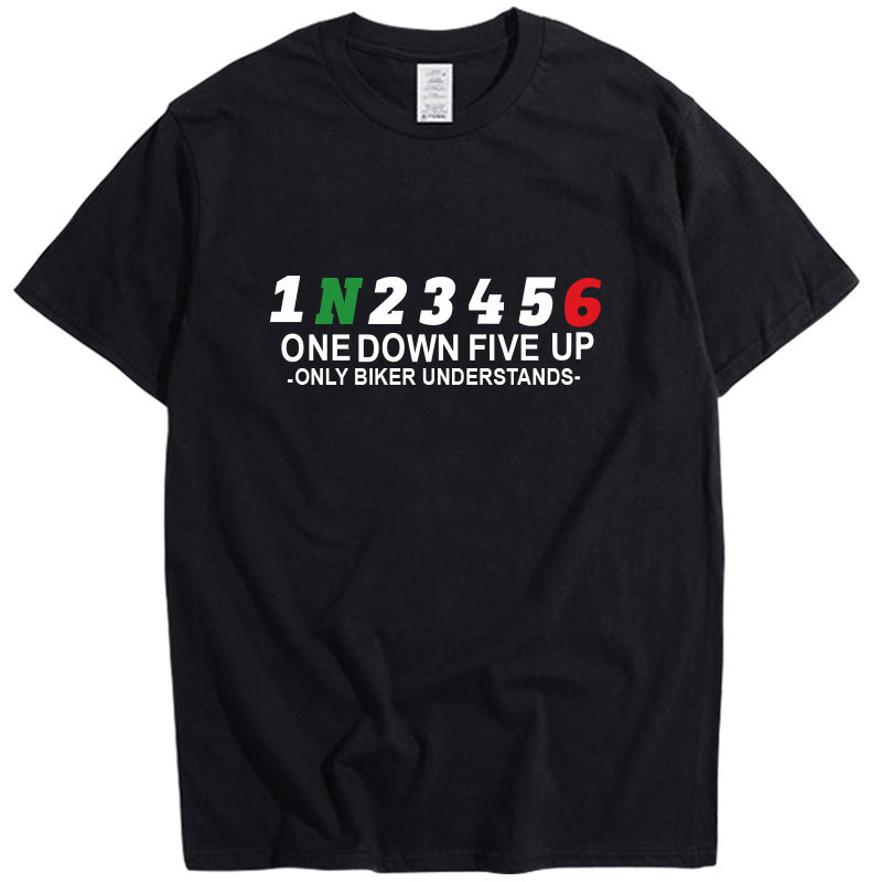 档位 one down five up 机车299km 重机 摩托 MOTO 短袖T恤 衣服