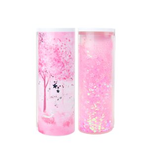 抖音网红樱花文具盒多功能男女孩学生星座学霸流沙密码指纹圆笔盒