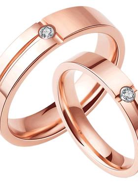 情侣戒指仿真钻时尚小众设计感