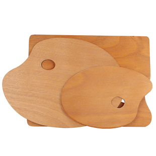 油画调色板实木封油木制超大光滑椭圆形调色盘油画方形鱼形小调色板水粉丙烯油画调色盘木质油画调色板实木