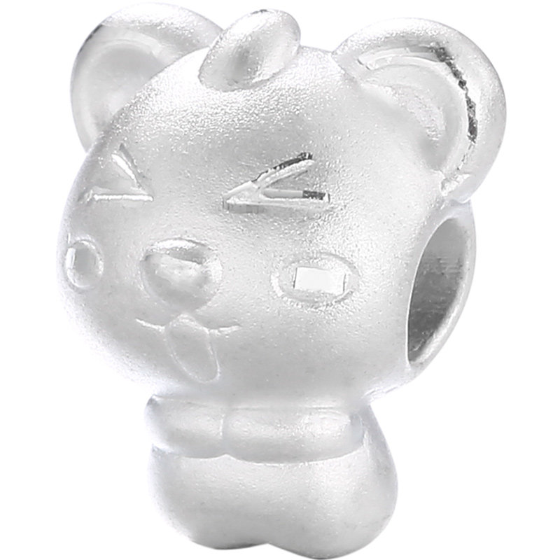 3D硬银珠十二生肖龙本命年999纯银饰品配件diy红绳手链串珠转运珠