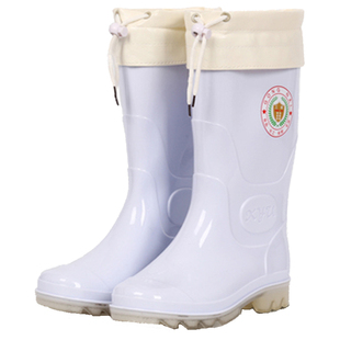 中高筒棉雨靴女冬保暖加绒水靴短筒食品卫生靴男白色加棉加厚雨鞋