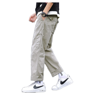 夏季薄款休闲裤男生长裤初中学生潮牌青少年纯棉宽松直筒运动裤子