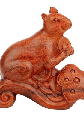 如意生肖鼠雕刻元宝客厅工艺品