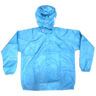 防静电工作服连帽分体式男女电子厂车间防护衣服蓝白色洁净防尘服