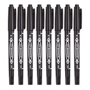 小双头记号笔勾线笔美术专用小学生黑色水性油性马克笔儿童绘画描边速干防水防油不掉色粗细两头工地大头红蓝