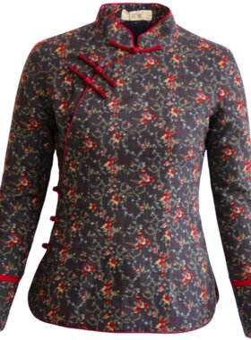 唐装女冬棉袄茶服复古棉衣