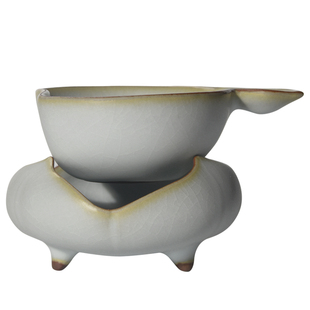 汝窑功夫茶具配件茶漏茶滤陶瓷过滤网茶漏斗创意莲花日式托架组合