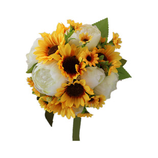 结婚向日葵新娘手捧花仿真花主题婚礼户外森系婚纱影楼拍照旅拍