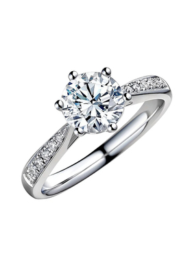 1克拉d色超白vvs净度3ex爆闪钻戒