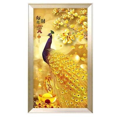 招财进宝客厅竖版玄关富贵十字绣