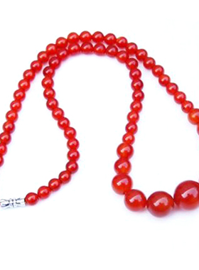 红玉髓本命年冰种圆形珠帘项链