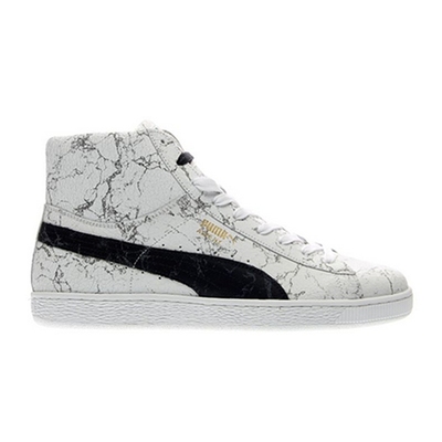 Puma高帮白色大理石爆裂板鞋