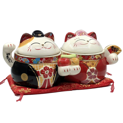 金石工坊招财猫糖果罐结婚摆件