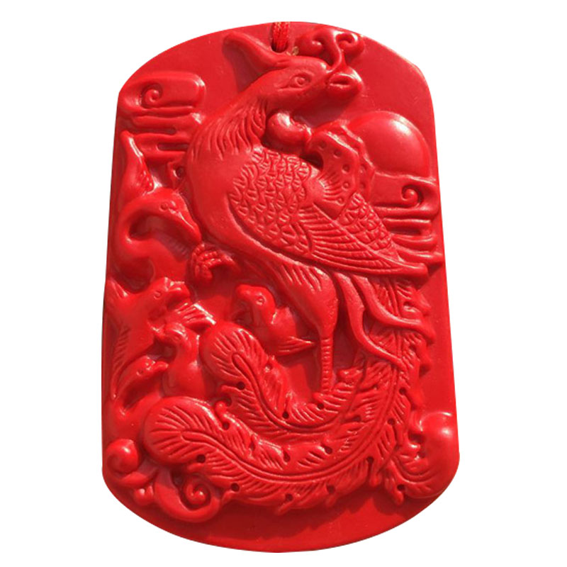 天然朱砂浴火凤凰朱雀吊坠 有凤来仪丹凤朝阳本命年随身项链挂饰