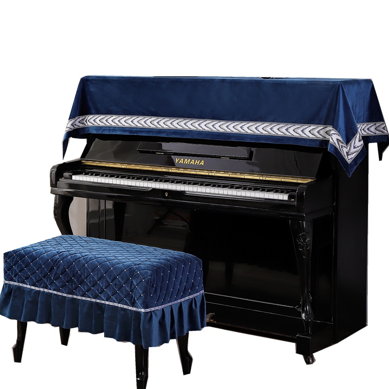 钢琴巾琴披半罩全罩丝绒加厚绣花钢琴罩欧式简约三件套韩式琴凳罩