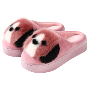 冬季卡通可爱棉拖鞋女厚底室内增高毛毛拖鞋冬天高跟女士托鞋外穿