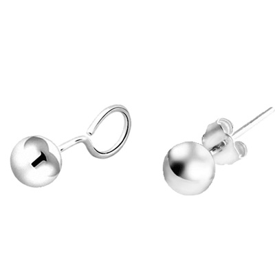 耳钉女纯银990黄金925耳骨钉弯钩