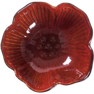 创意陶瓷餐具复古个性可爱红色荷花碗花瓣碗水果甜品碗面碗零食碗