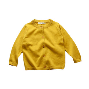 儿童女童宝宝过年红色黄色粉色棉线针织衫 时尚圆领幼童毛衣外套