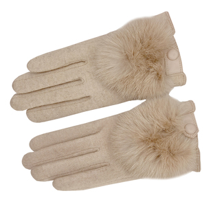 羊绒手套女冬季短款加绒加厚可爱学生骑开车保暖防寒触屏羊毛手套