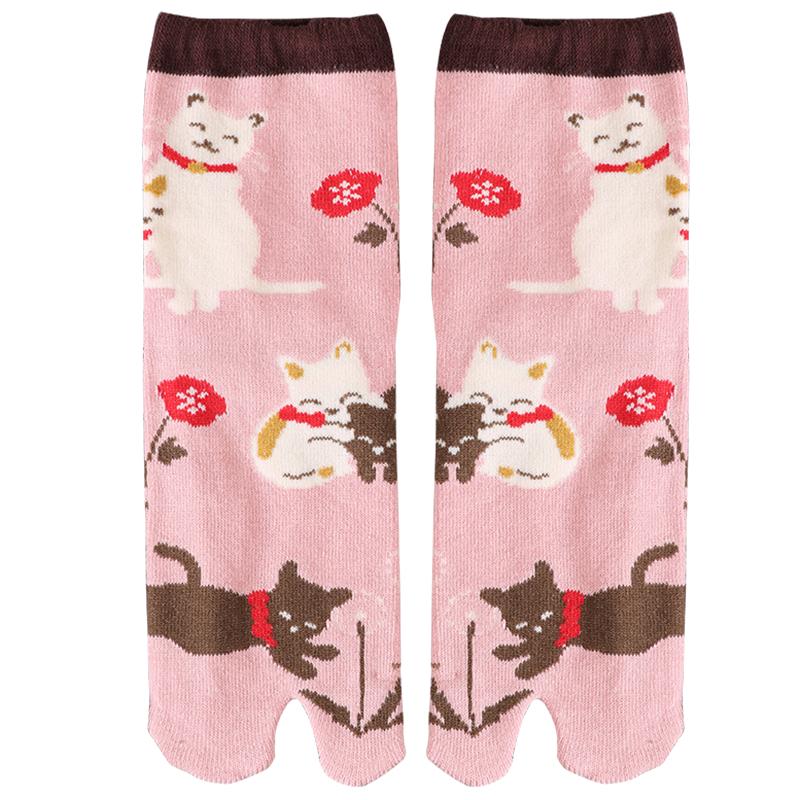 卡通两指袜三分田棉分趾女保暖