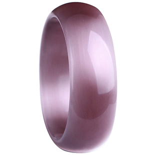 饰品浅紫色猫眼石手镯流光水晶猫眼手镯光亮面大宽加厚圆女玉镯子