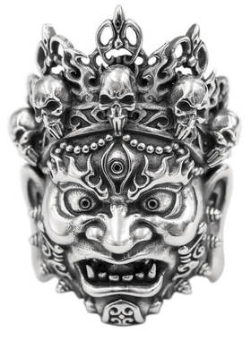 大黑天戒指松岩925银霸气原创男